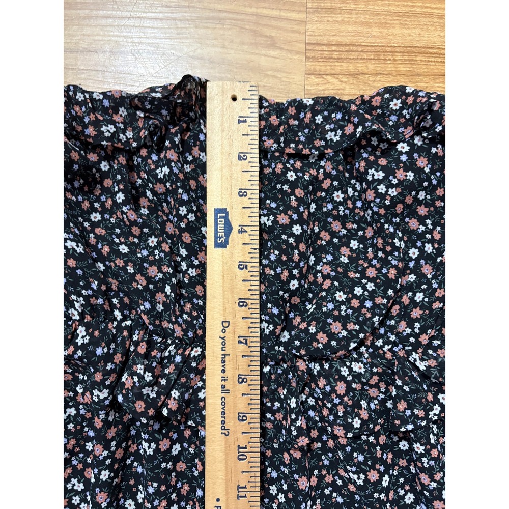 Sadie & Sage Boho Dress Strapless Midi Black Floral Ruffled Smocked‎ Waist Sz S - Picture 8 of 8